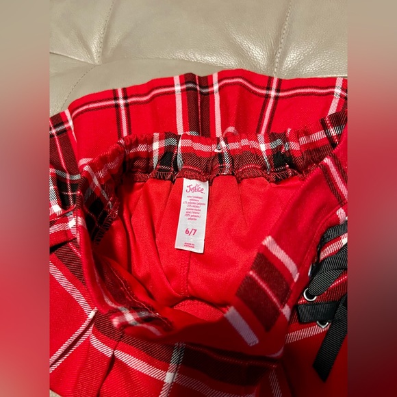 Justice Girls 6/7 Red Plaid School Uniform lace up varsity skirt built in shorts - Picture 5 of 5